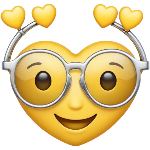 joy emoji with one dermal piercing and chrome heart glasses  emoji
