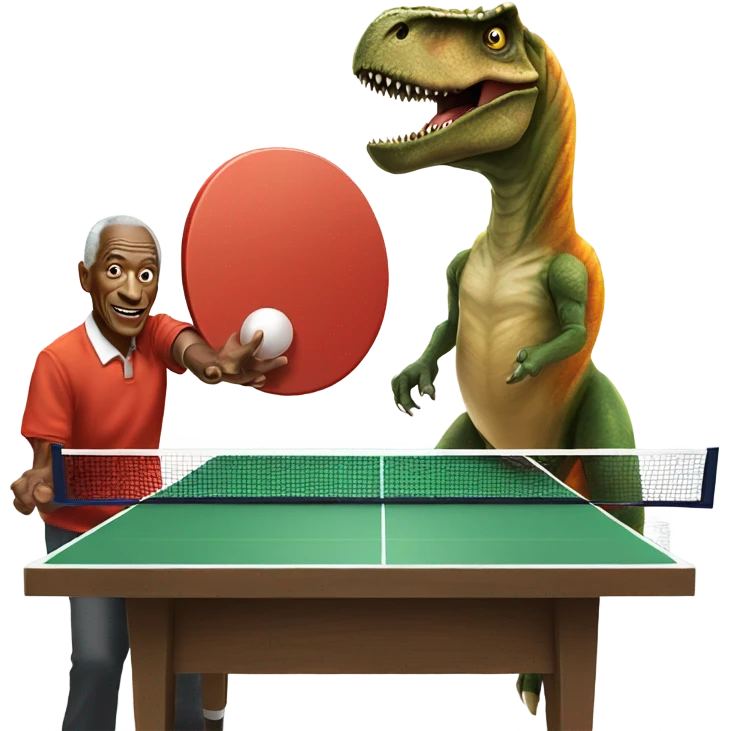T-rex playing table tennis with bing cosby emoji