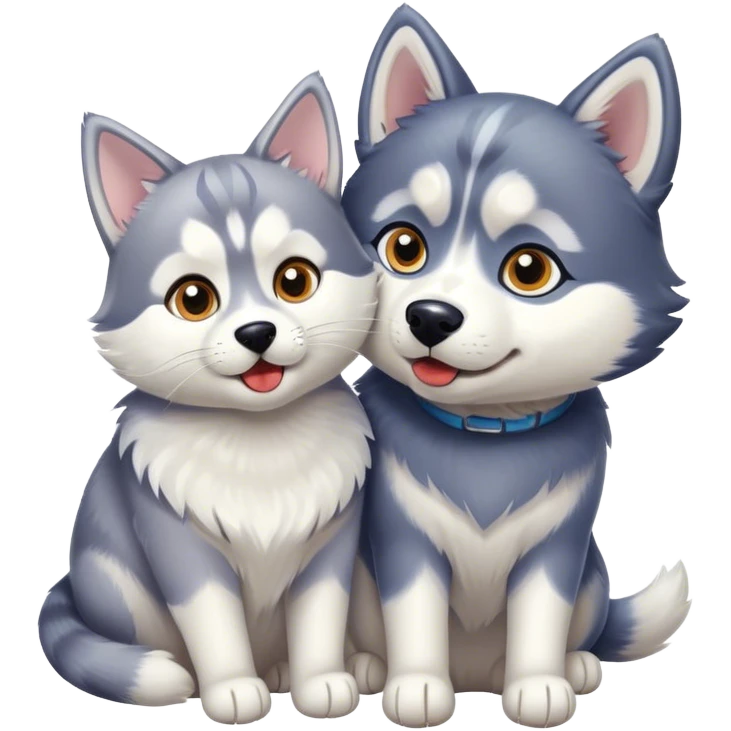 Husky and cat emoji