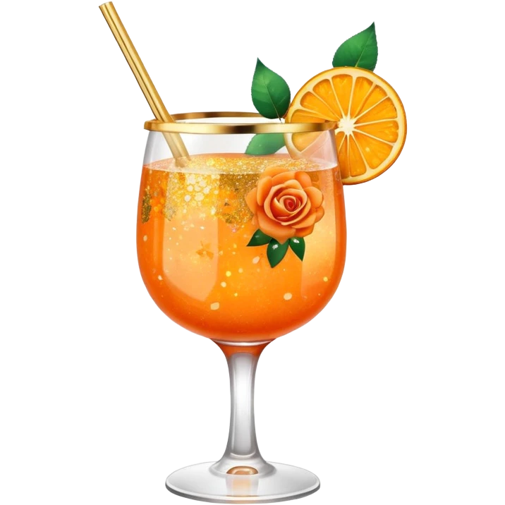 Glittery orange with roses gold mocktail emoji