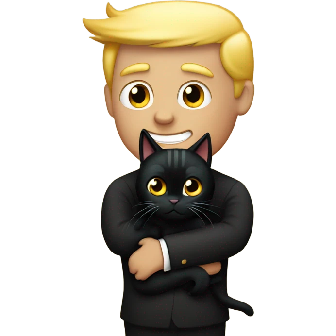 trump hugging black cat emoji