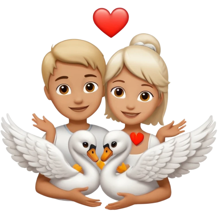 Two swan making a heart 💗 a girl and a boy emoji