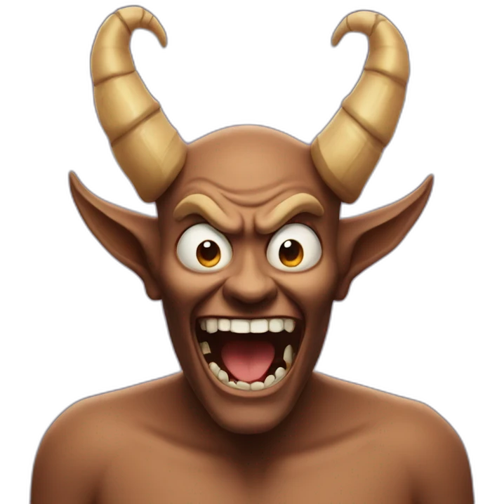 A terrifying emoji with horns and a big laugh emoji