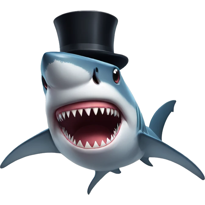 Shark with a top hat emoji