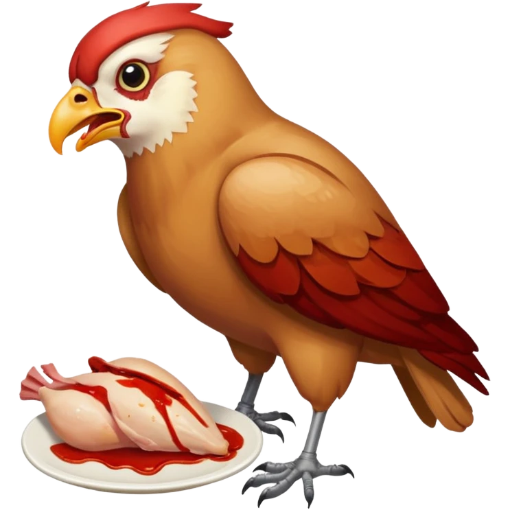 A bird eating a chicken emoji