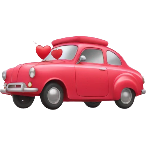 Car decorated with hearts emoji