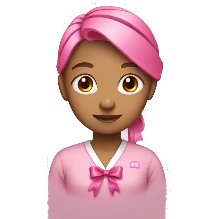 girl with pink ribbon emoji