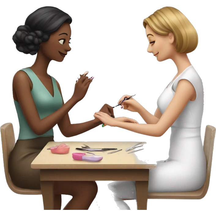 woman doing a manicure to another woman emoji