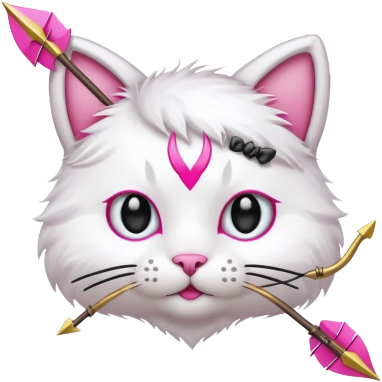 Emoji cat head white emoji with pink bow and arrow emoji