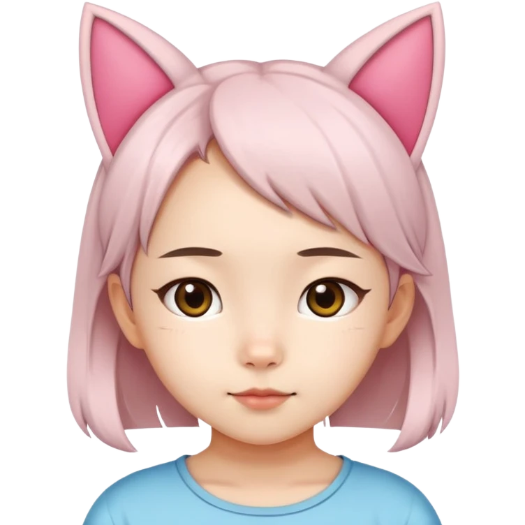 7 years old asian girl with a cat ears emoji