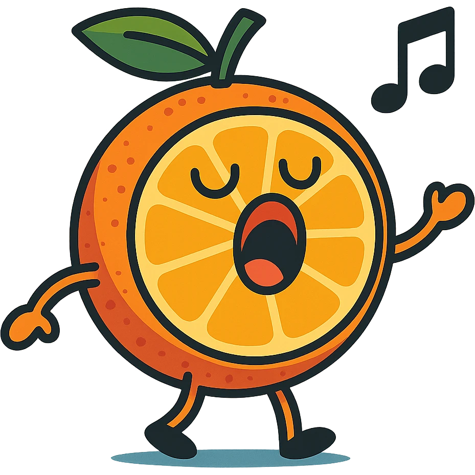 vibrant toon style grapefruit singing emoji