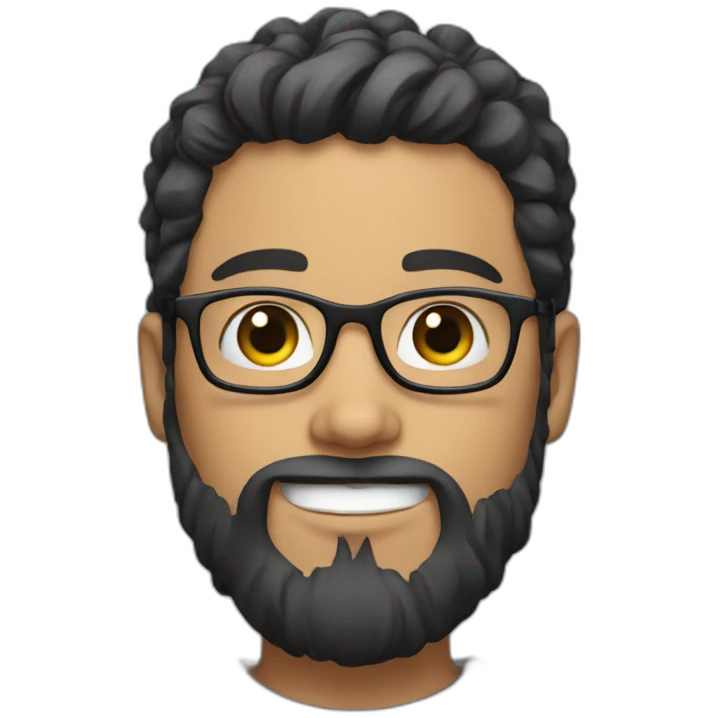 a young white man with square glasses and black full beard emoji