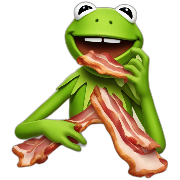 kermit the frog eating bacon emoji