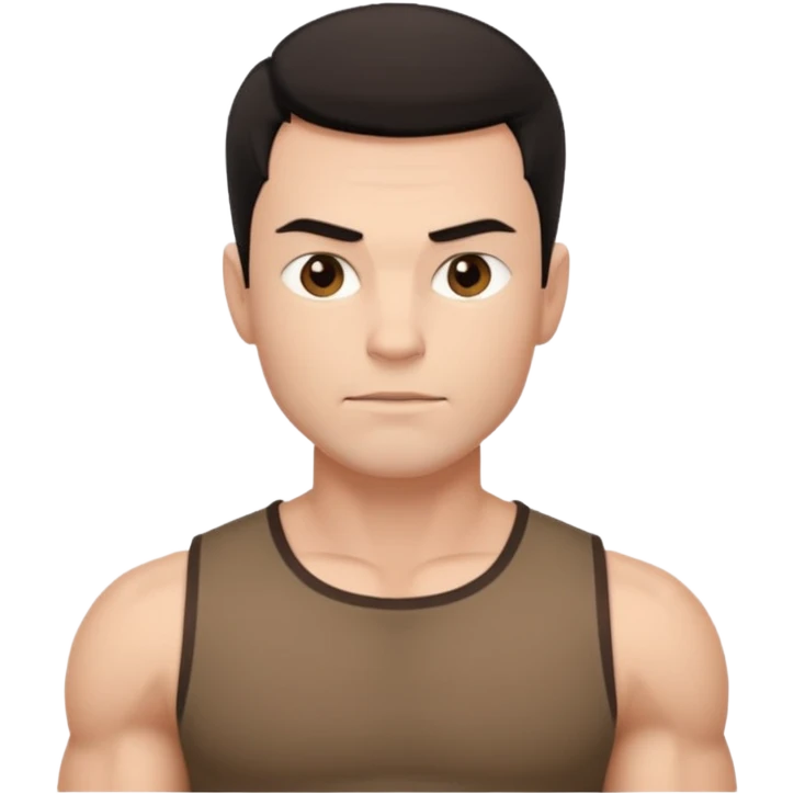 muscular man white skin, wear brown shirt emoji