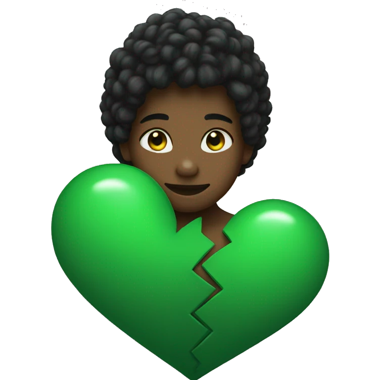 Half black and Green heart emoji