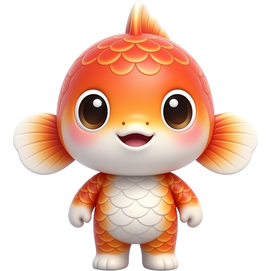 humanoid cute koi 3d cartoon in winter snow emoji