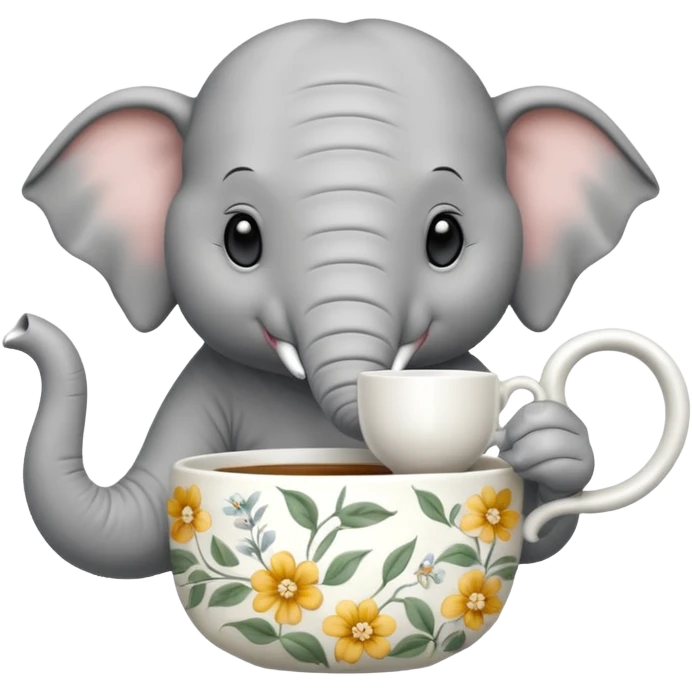 elephant with tea cup emoji