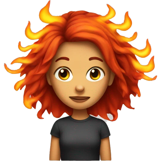 Girl with hair made of flames emoji