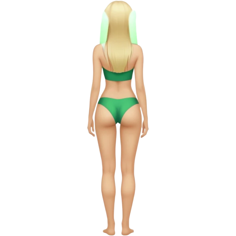 Naked woman tits out long blonde hair green eyes full body looking back big butt no clothes skinny legs emoji