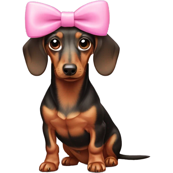 dachshund wearing pink bow emoji
