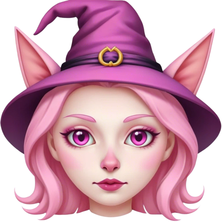 A pink witch with a cat nose  emoji