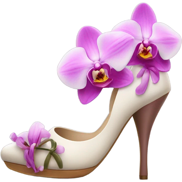 Stylish heels with orchid on the front emoji