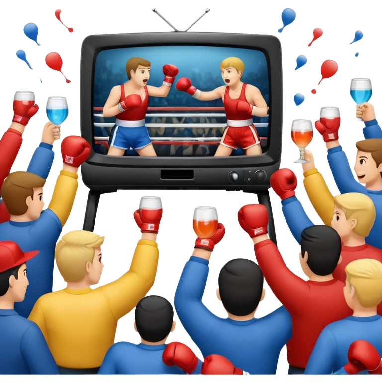 a boxing match shown on a television emoji