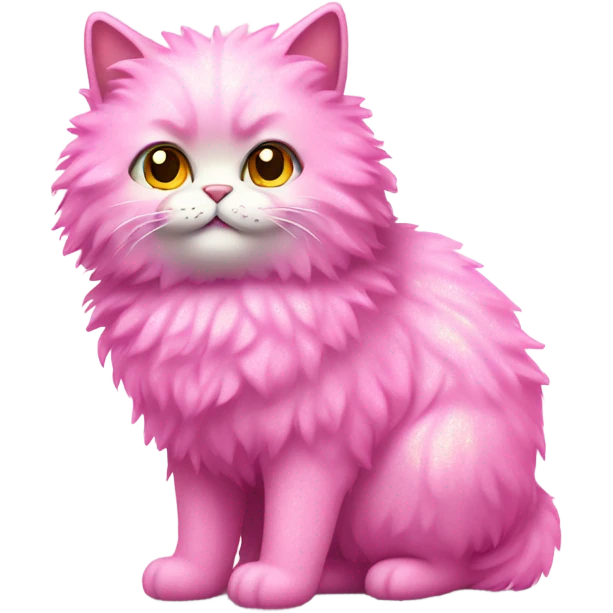 Pink full body fluffy cat with glitter emoji
