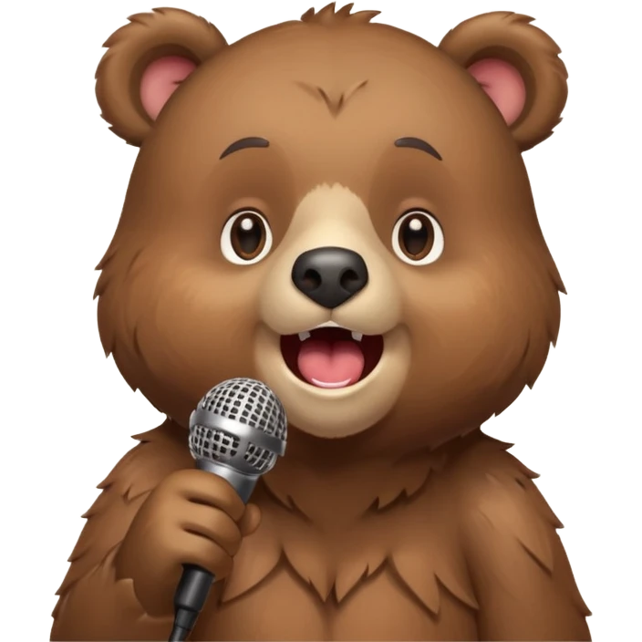 a bear singing into mic emoji