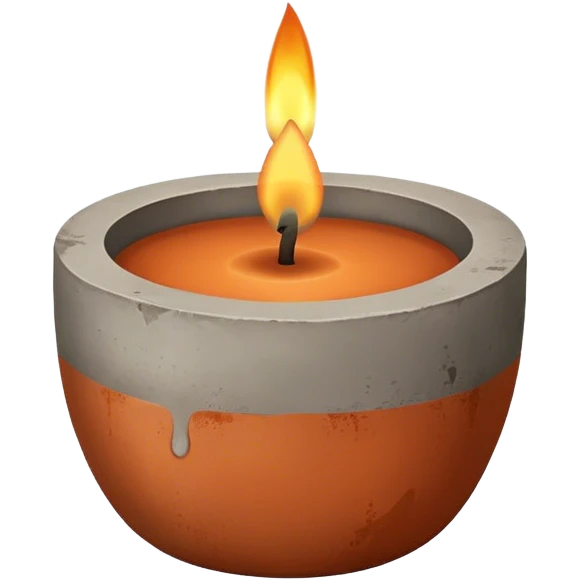 candle in a concrete vessel terracotta color  emoji