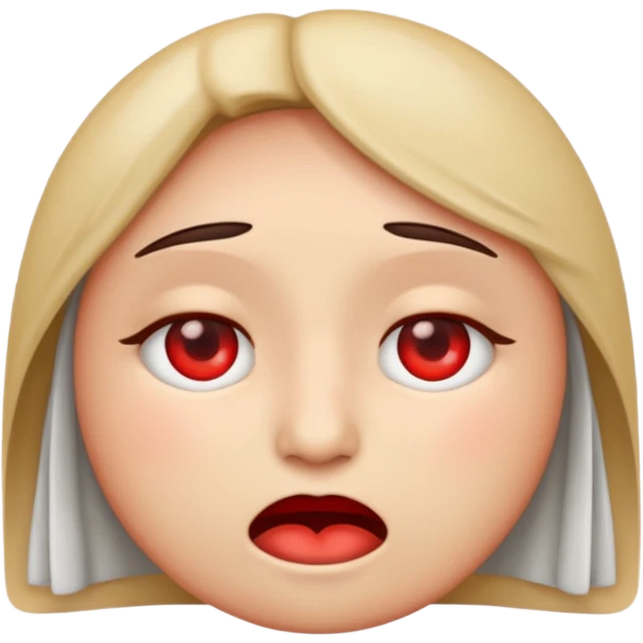An emoji with red eyes  with tired face! emoji
