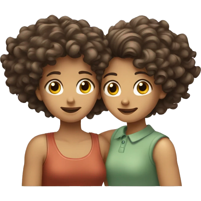 Two girls givin a hug,one with curly hair and the other with straight hair emoji