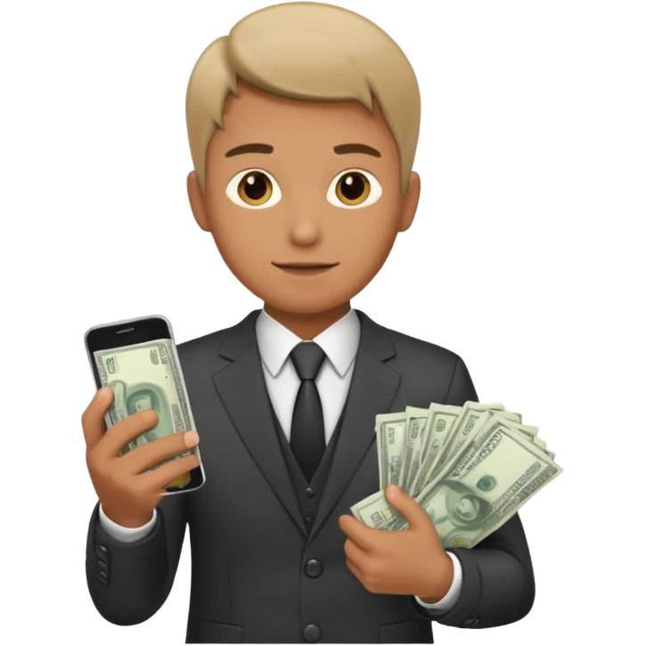 Yakuza holding money and phone emoji