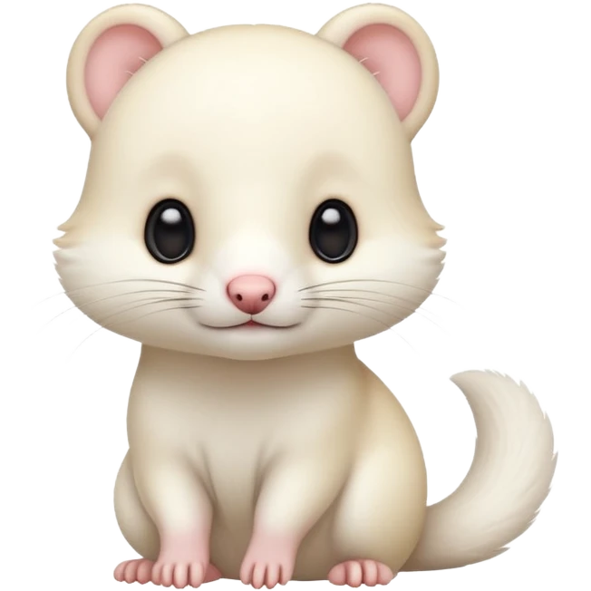 White cute Kawaii adorable ermine-weasel-hybrid emoji