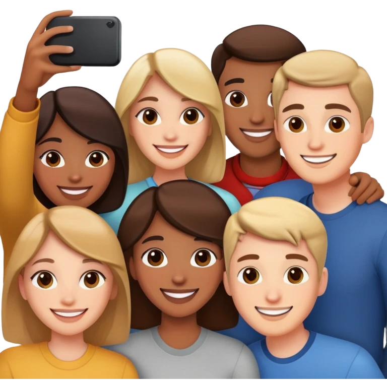 smiling group selfie indoors emoji