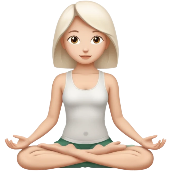 a girl in the lotus position in harmony with herself emoji