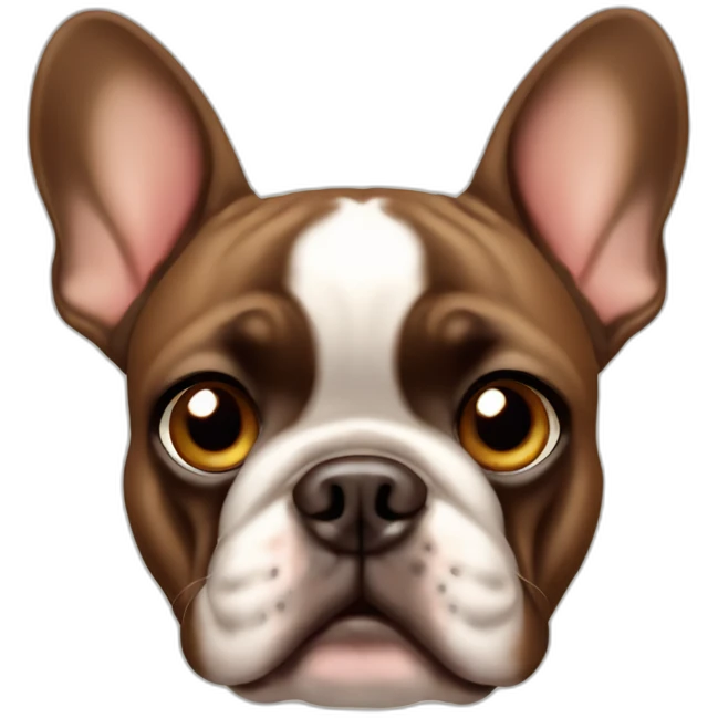 brown french bulldog with big eyes emoji