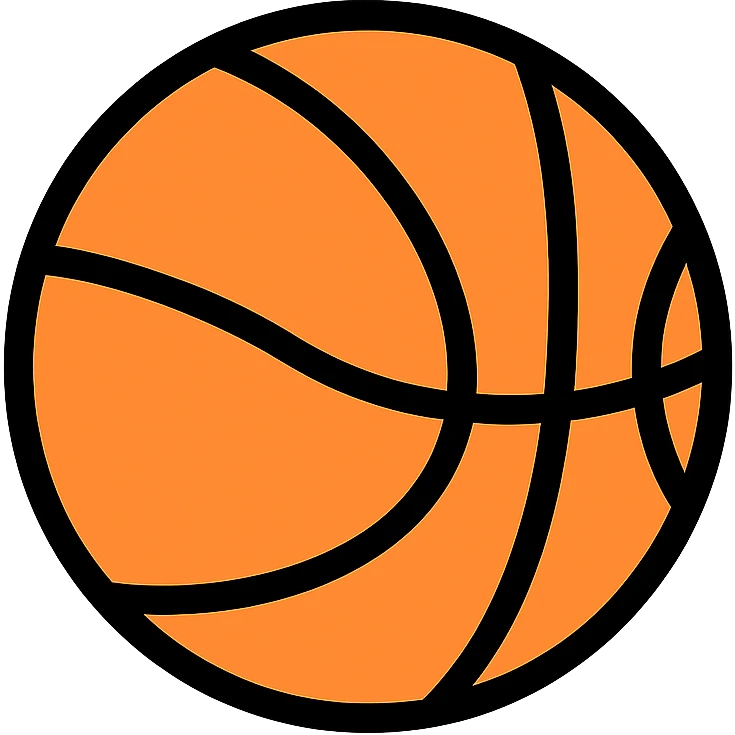basketball icon, touch of color, clear lines emoji