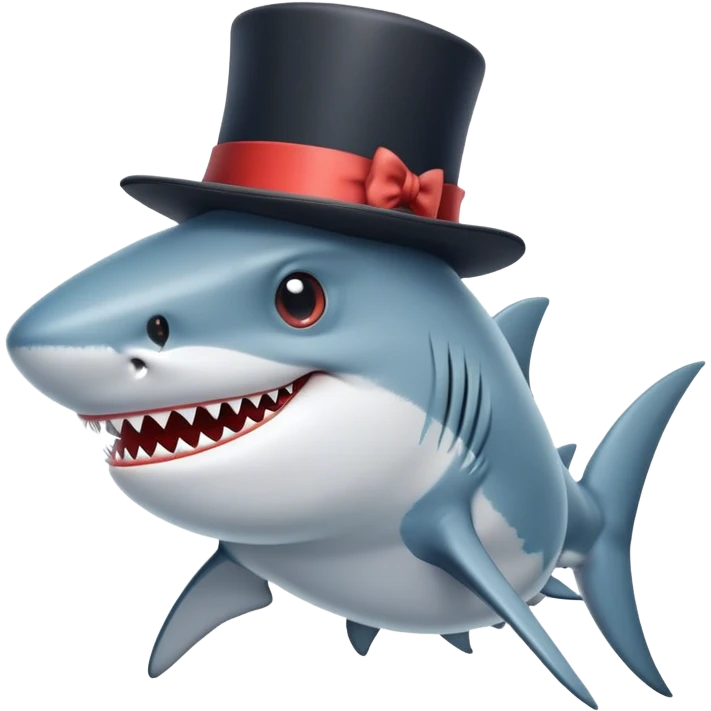 Shark with a top hat emoji