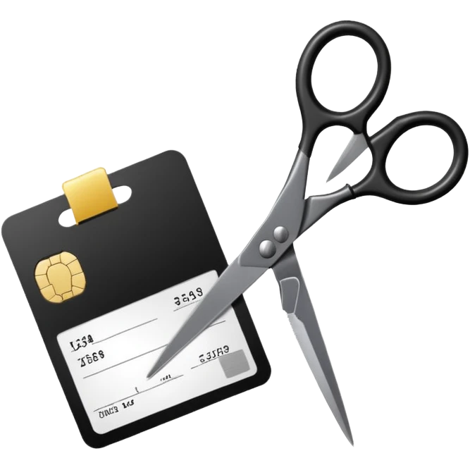 Floating black Scissors cutting in half an idf soldier ID card with a little chip in 2 parts emoji