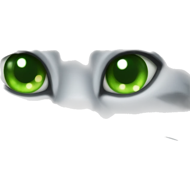 Fluffy grey cat with green eyes emoji