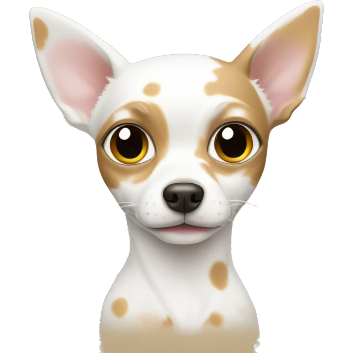White chihuahua with tan spots and a cat siluete  emoji