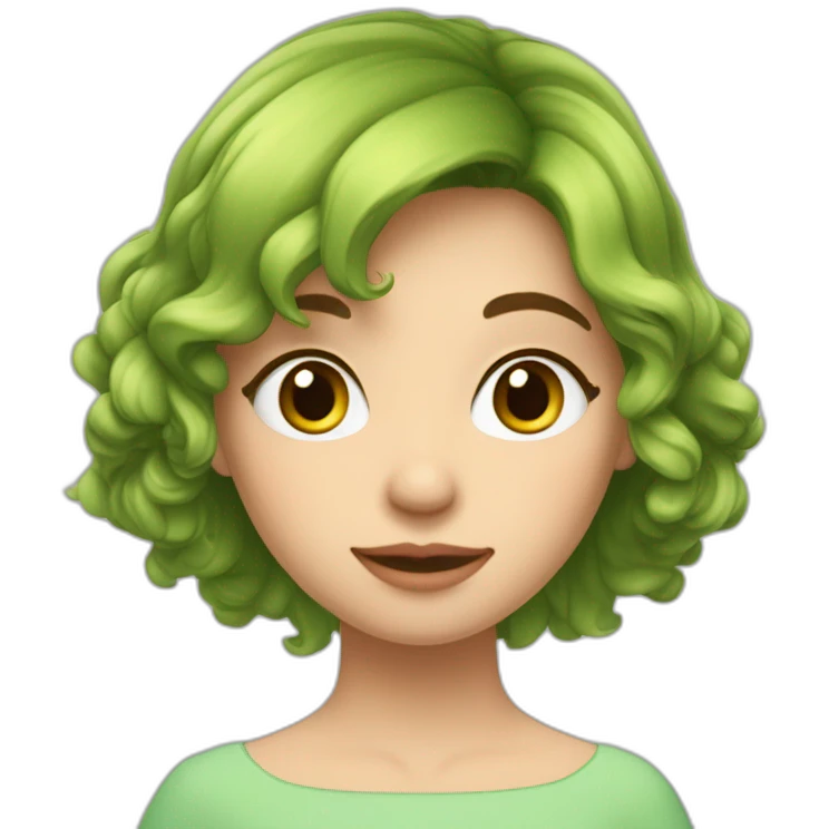 fille châtain cheveux long raide peau claire et yeux verts emoji