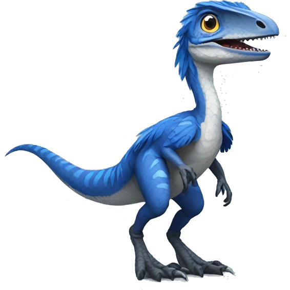 Velociraptor with blue feathers emoji