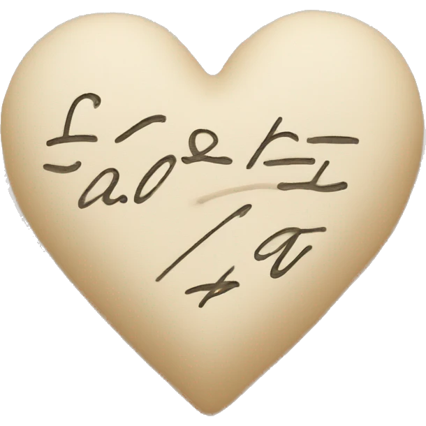 Beige heart with lettters LL in cursive inside emoji