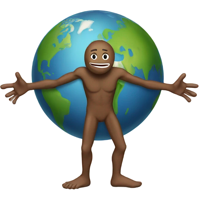 Planet earth with a human face, arms and legs emoji