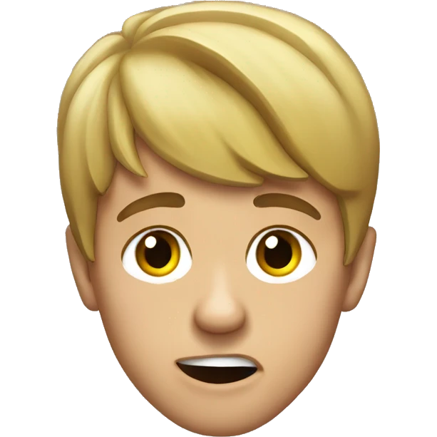 Justin Bieber surprised looking down emoji