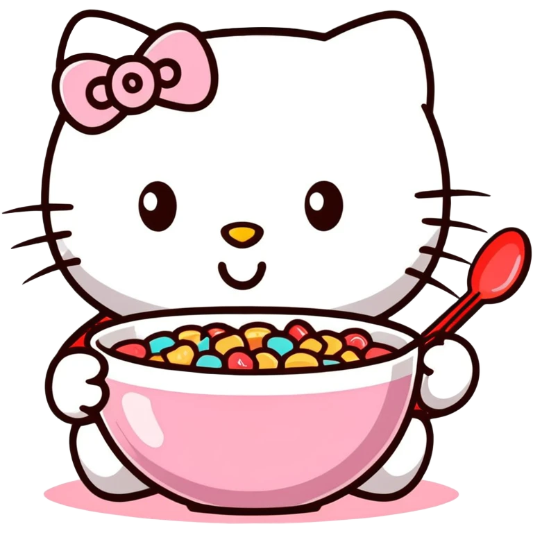 hello kitty eating cereal emoji