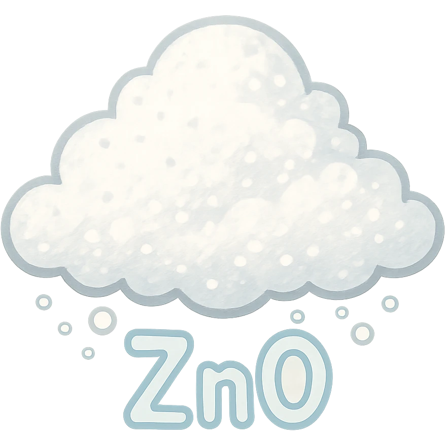 pastel toon style zinc oxide as a white cloud of powder emoji