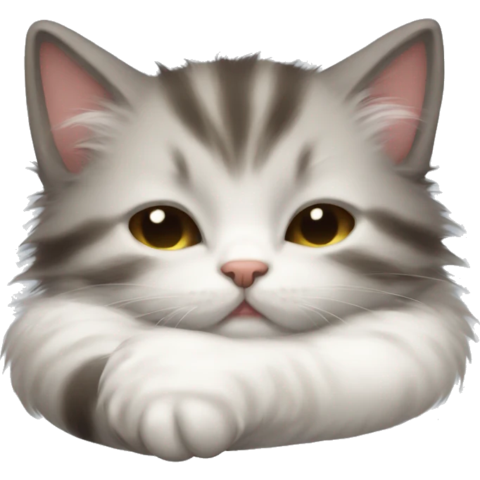 a fluffy kitten sleeping emoji